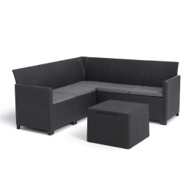   Claire 5 személyes kerti sarokgarnitúra párnatartós asztallal