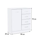 Miami komód 1ajtós 4 fiókos 80x92 cm fehér-fehér