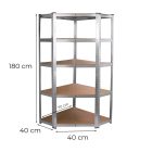 Nagy teherbírású sarokpolc 180x70x40-40 cm 175 kg króm