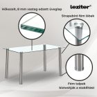 Berna 140 cm szögletes üveg étkezőasztal