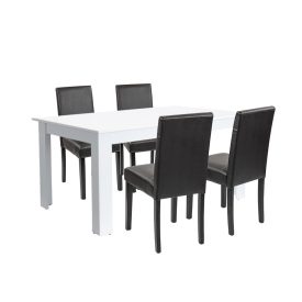 Leon 4+1 étkező garnitúra fehér-fekete
