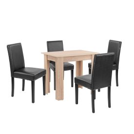 Leon 4+1 étkező garnitúra sonoma tölgy-fekete